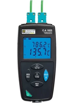 Termómetro digital Chauvin Arnoux CA 1822, calibrado RS, con 2 canales para sondas tipo E, J, K, N, R, S, T A Buen Precio