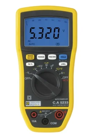Devolución Gratuita Multímetro Chauvin Arnoux CA 5233, calibrado UKAS, 600V ac/600V dc, 10A ac/10A dc, TRMS, CAT III, CAT IV